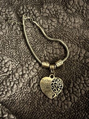 Mother and Daughter Forever Heart Charm Bracelet - Gold Tone